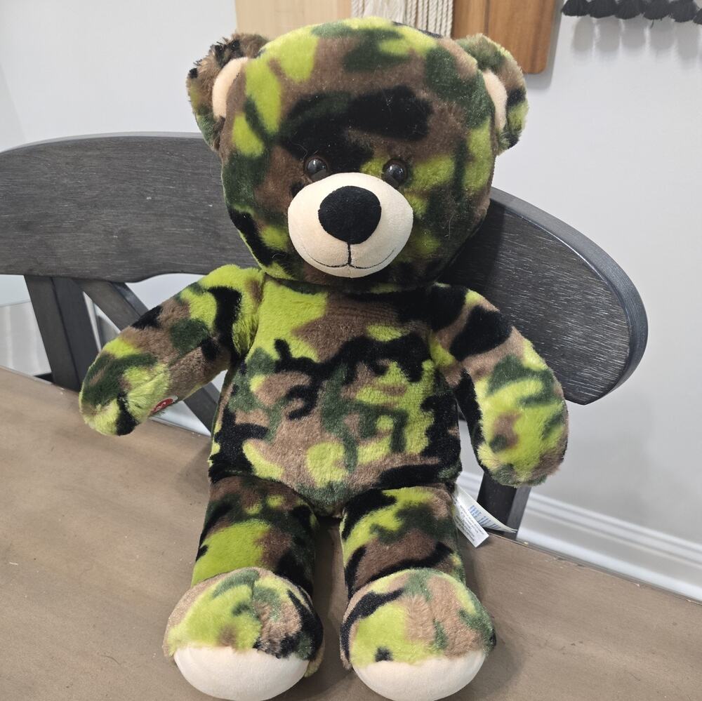 Build A Bear Workshop Camo Military Army Green Teddy Bear Plush 18"